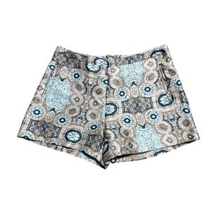 H&M High Waist Women Shorts - Blue and Brown Pattern
